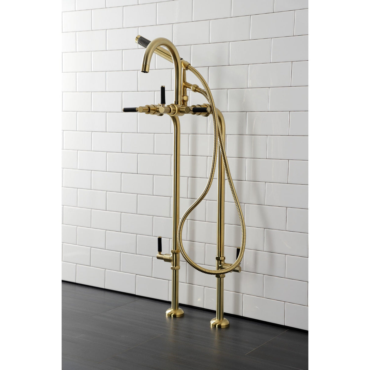 Concord CCK8107DKL Freestanding Tub Faucet with Supply Line and Stop Valve, Brushed Brass