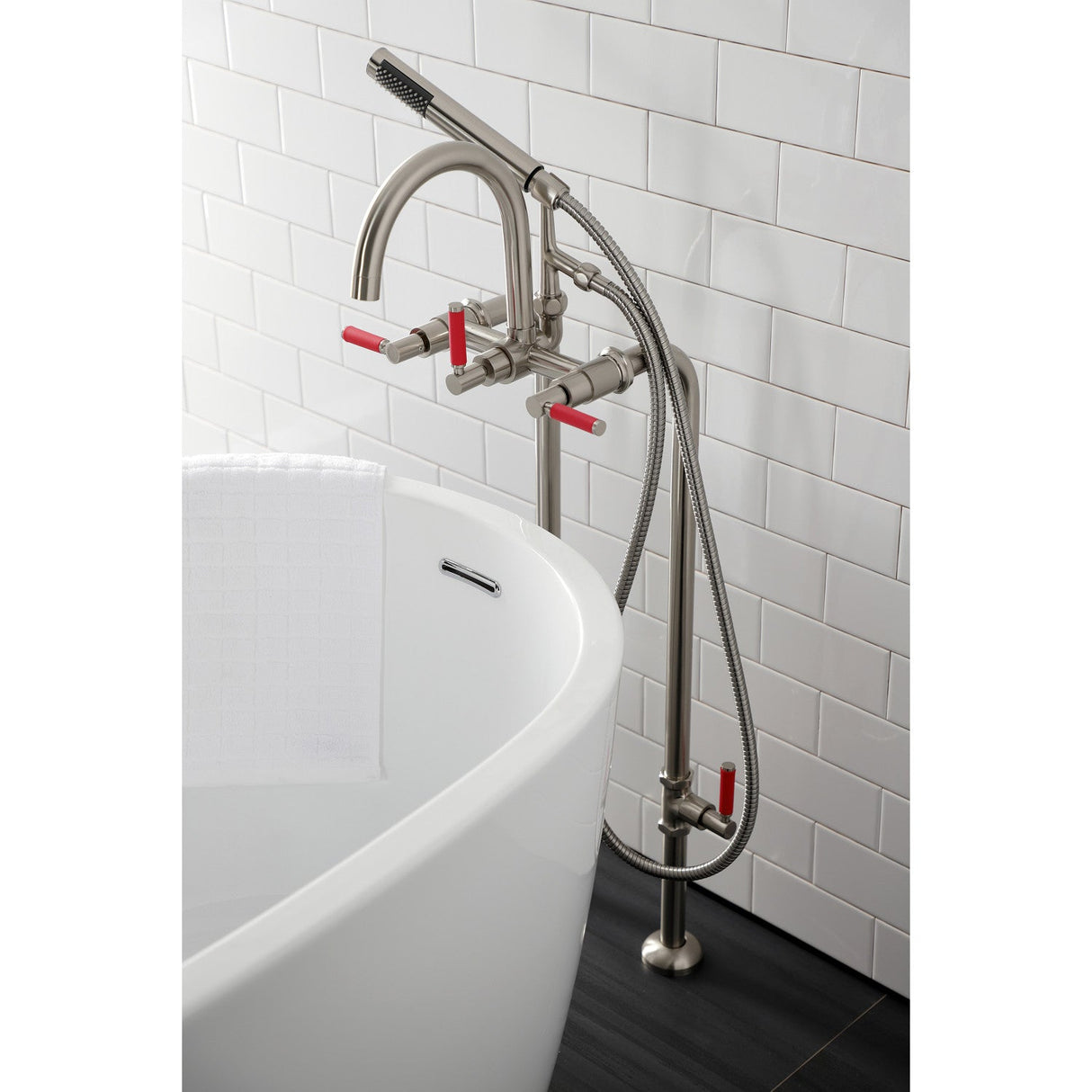 Concord CCK8108DKL Freestanding Tub Faucet with Supply Line and Stop Valve, Brushed Nickel