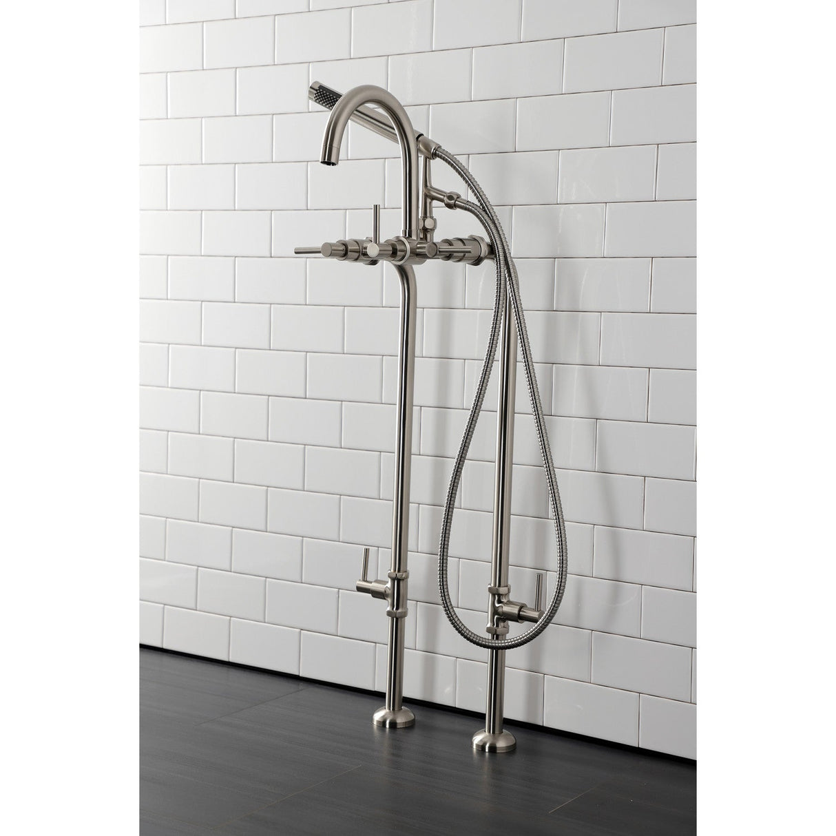 Concord CCK8108DL Freestanding Tub Faucet with Supply Line and Stop Valve, Brushed Nickel