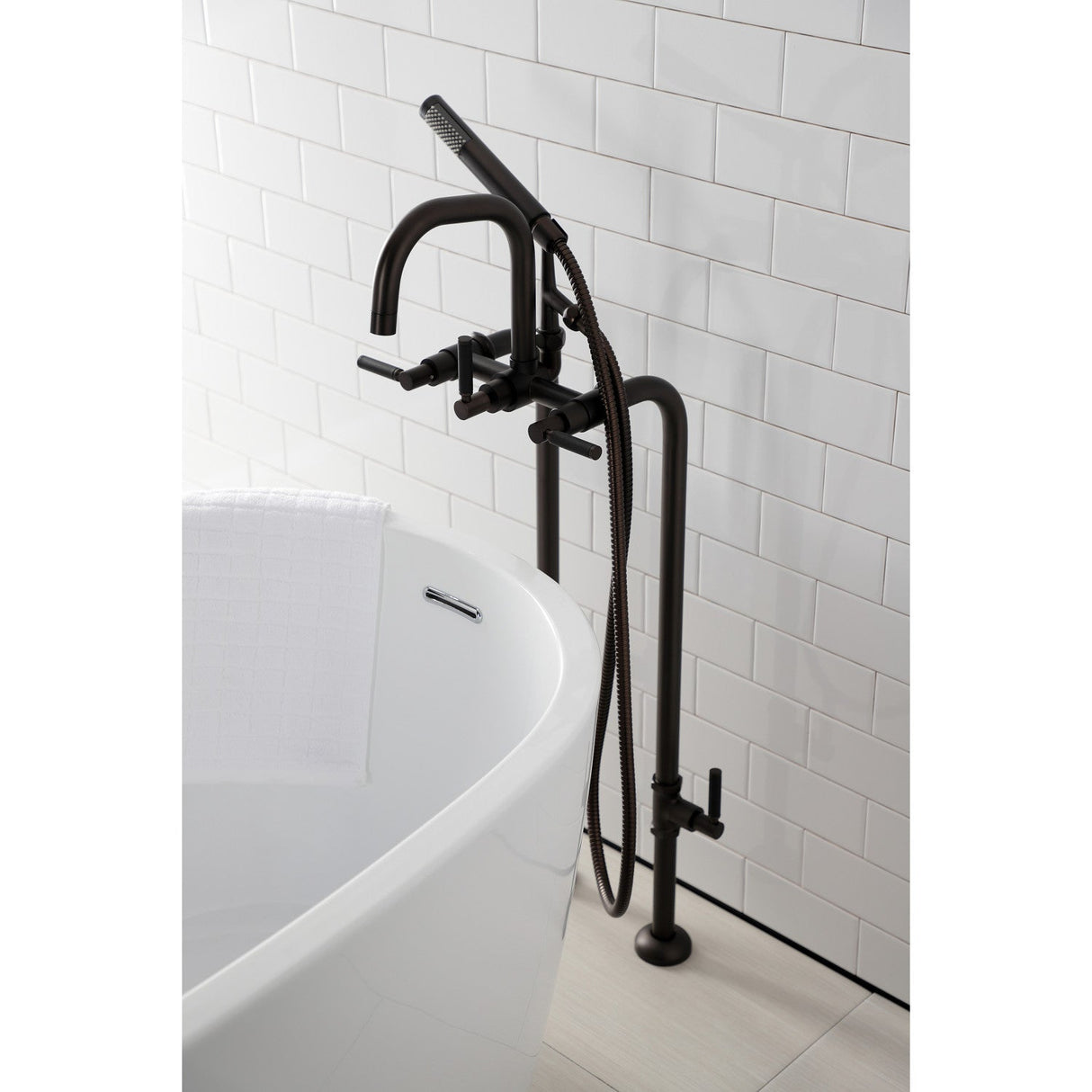 Concord CCK8405DKL Freestanding Tub Faucet with Supply Line and Stop Valve, Oil Rubbed Bronze