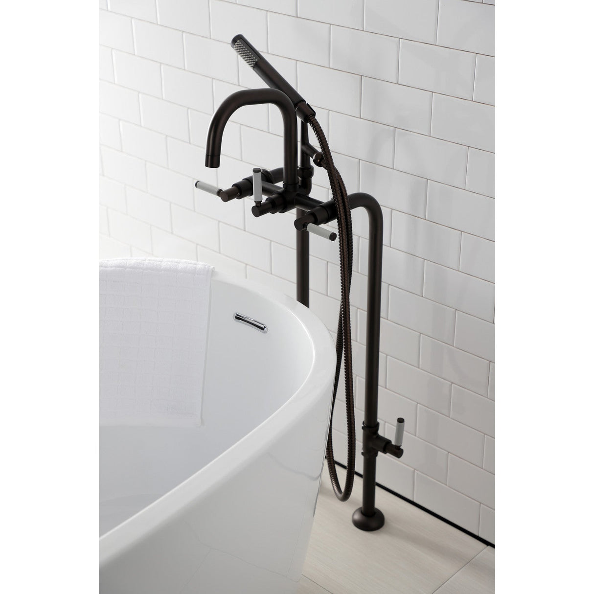 Concord CCK8405DKL Freestanding Tub Faucet with Supply Line and Stop Valve, Oil Rubbed Bronze