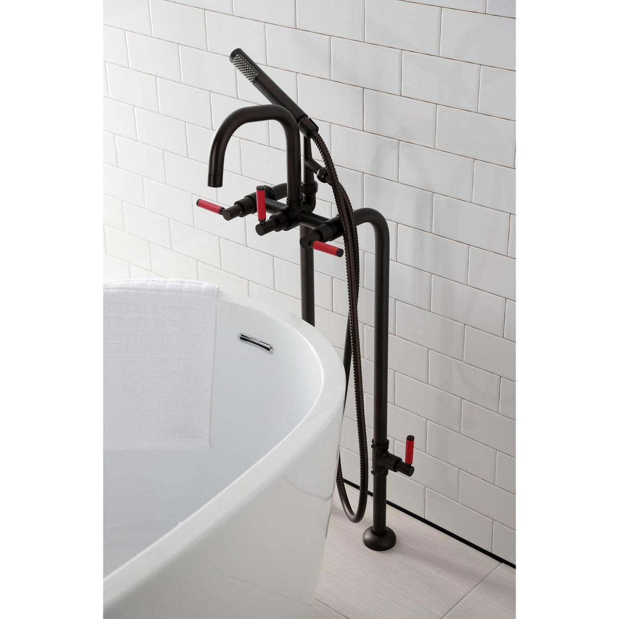 Concord CCK8405DKL Freestanding Tub Faucet with Supply Line and Stop Valve, Oil Rubbed Bronze