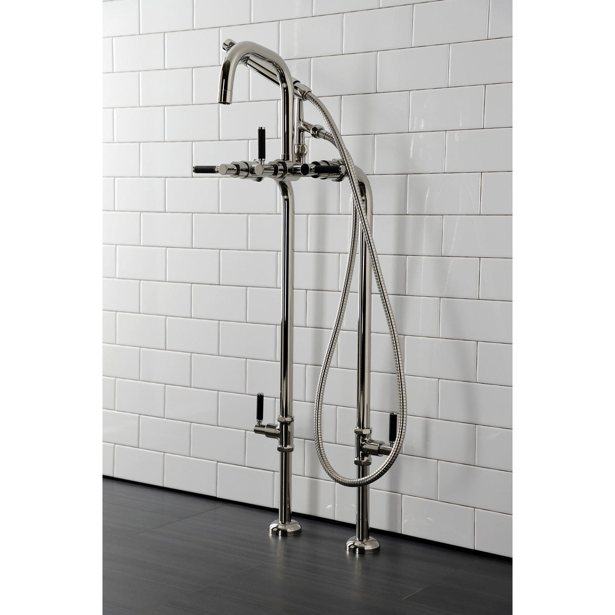 Concord CCK8406DKL Freestanding Tub Faucet with Supply Line and Stop Valve, Polished Nickel