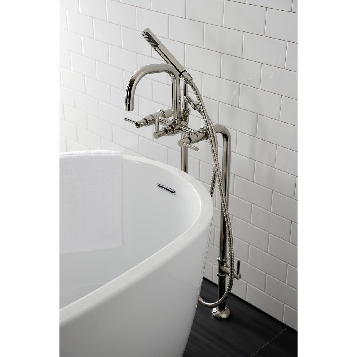 Concord CCK8406DL Freestanding Tub Faucet with Supply Line and Stop Valve, Polished Nickel