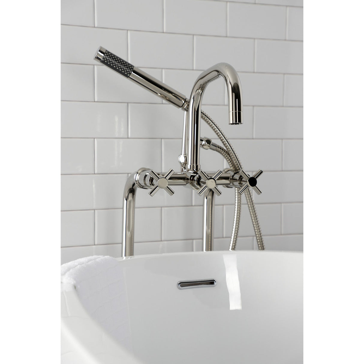 Concord CCK8406DX Freestanding Tub Faucet with Supply Line and Stop Valve, Polished Nickel