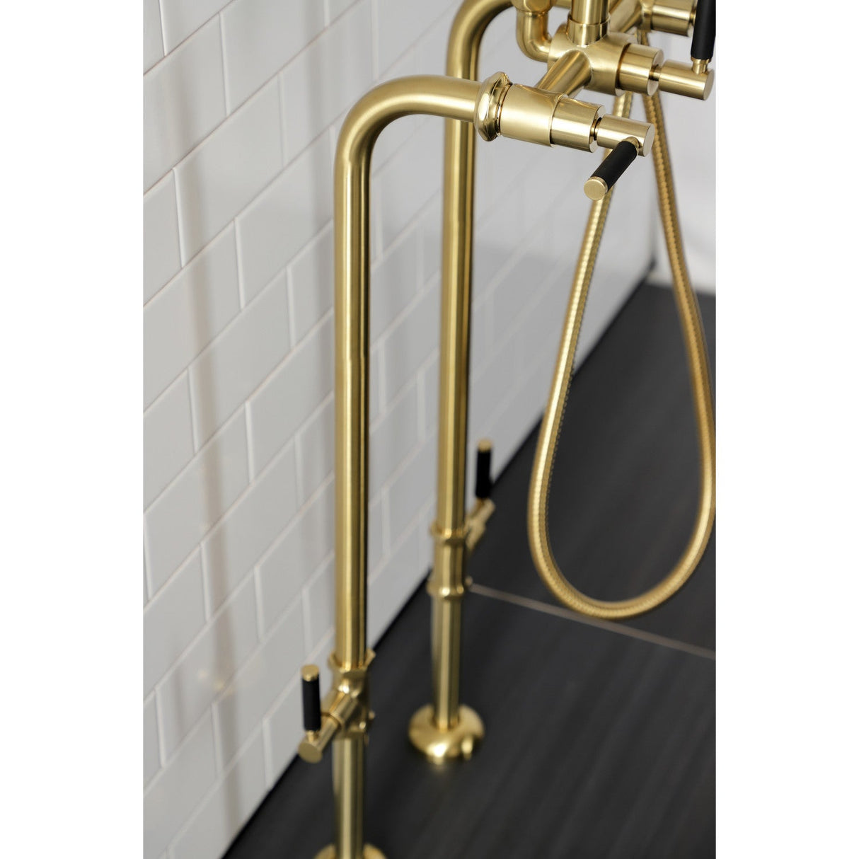 Concord CCK8407DKL Freestanding Tub Faucet with Supply Line and Stop Valve, Brushed Brass