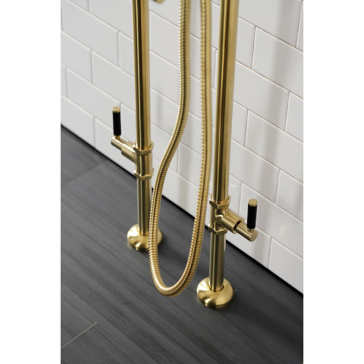 Concord CCK8407DKL Freestanding Tub Faucet with Supply Line and Stop Valve, Brushed Brass