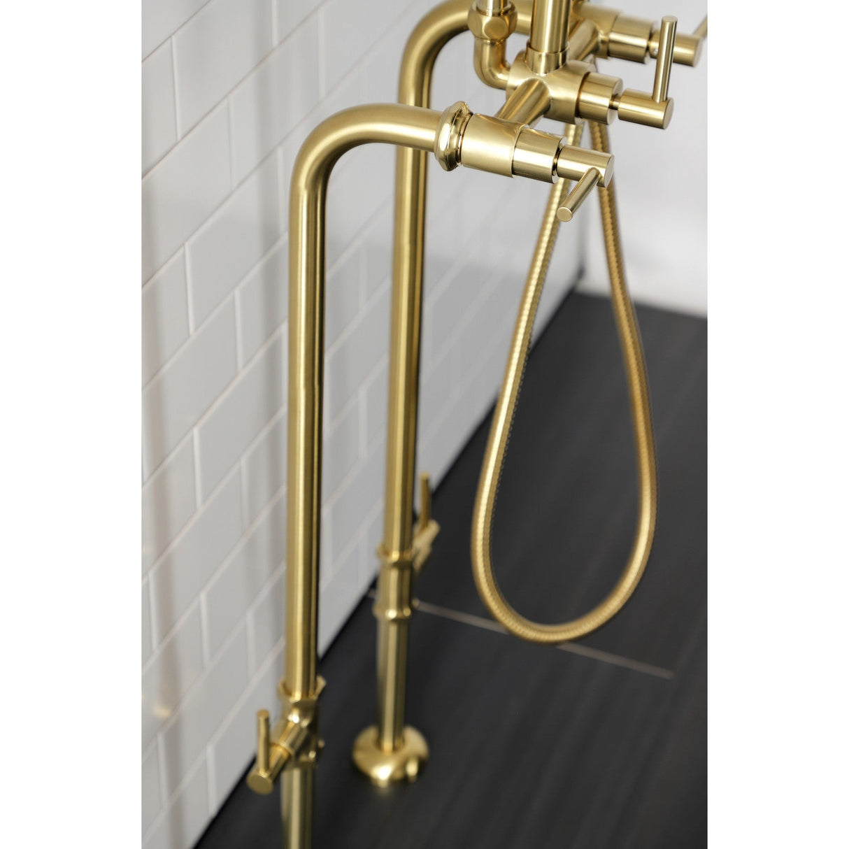 Concord CCK8407DL Freestanding Tub Faucet with Supply Line and Stop Valve, Brushed Brass