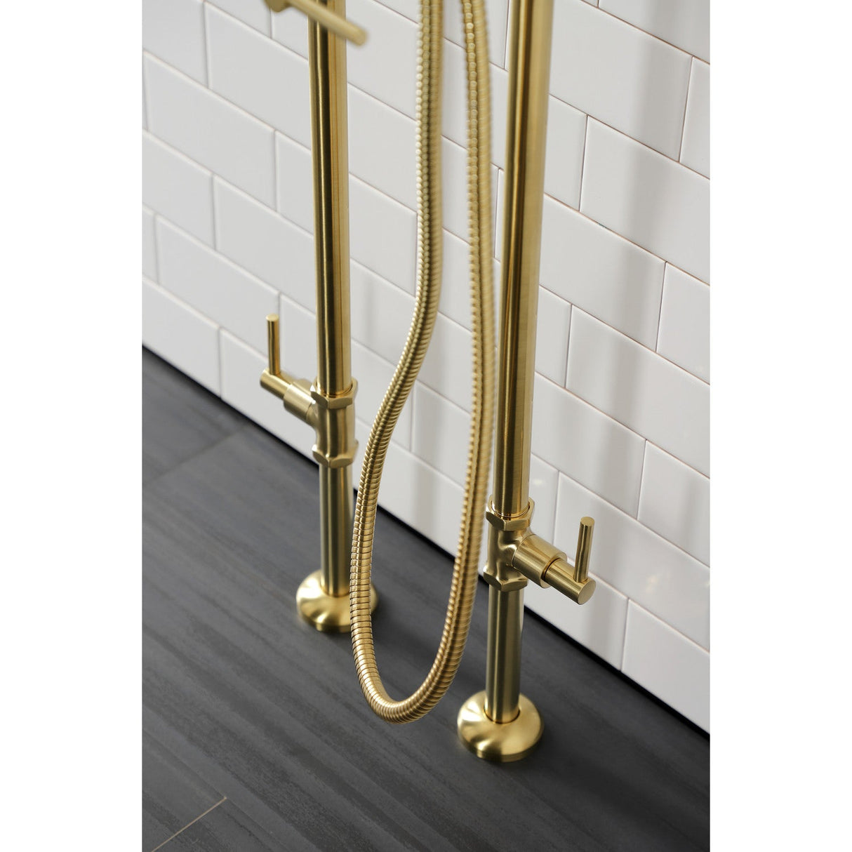 Concord CCK8407DL Freestanding Tub Faucet with Supply Line and Stop Valve, Brushed Brass