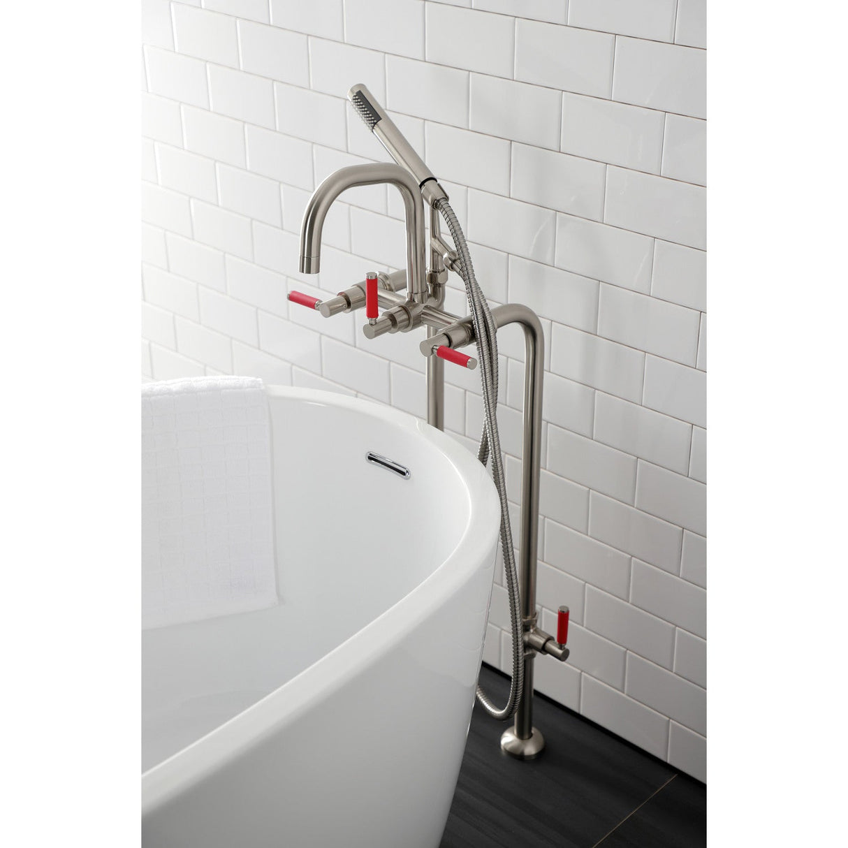 Concord CCK8408DKL Freestanding Tub Faucet with Supply Line and Stop Valve, Brushed Nickel