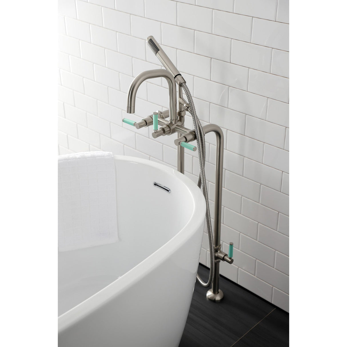 Concord CCK8408DKL Freestanding Tub Faucet with Supply Line and Stop Valve, Brushed Nickel