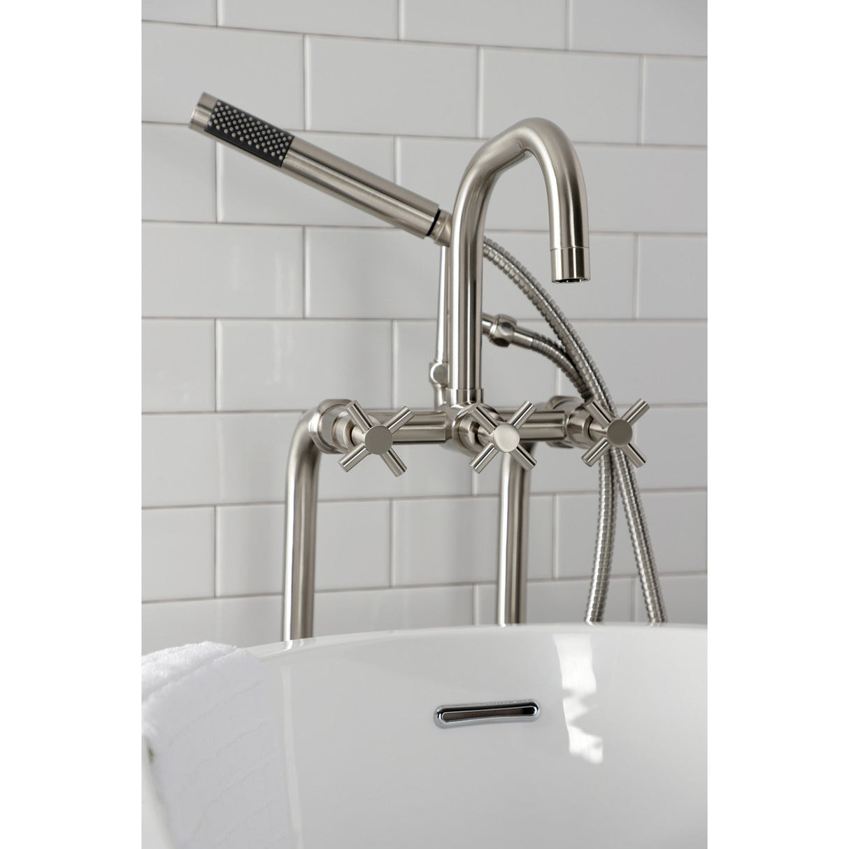 Concord CCK8408DX Freestanding Tub Faucet with Supply Line and Stop Valve, Brushed Nickel