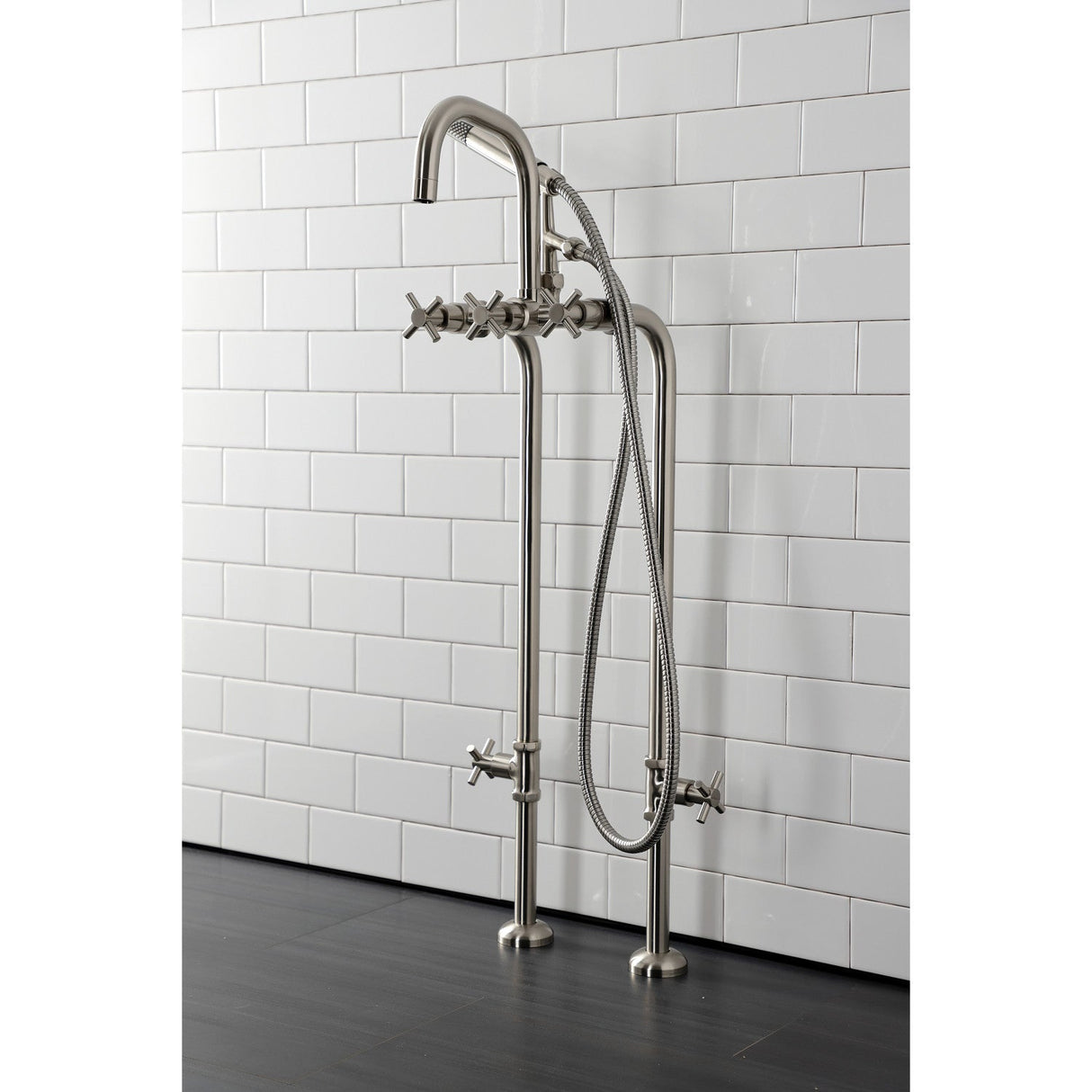 Concord CCK8408DX Freestanding Tub Faucet with Supply Line and Stop Valve, Brushed Nickel