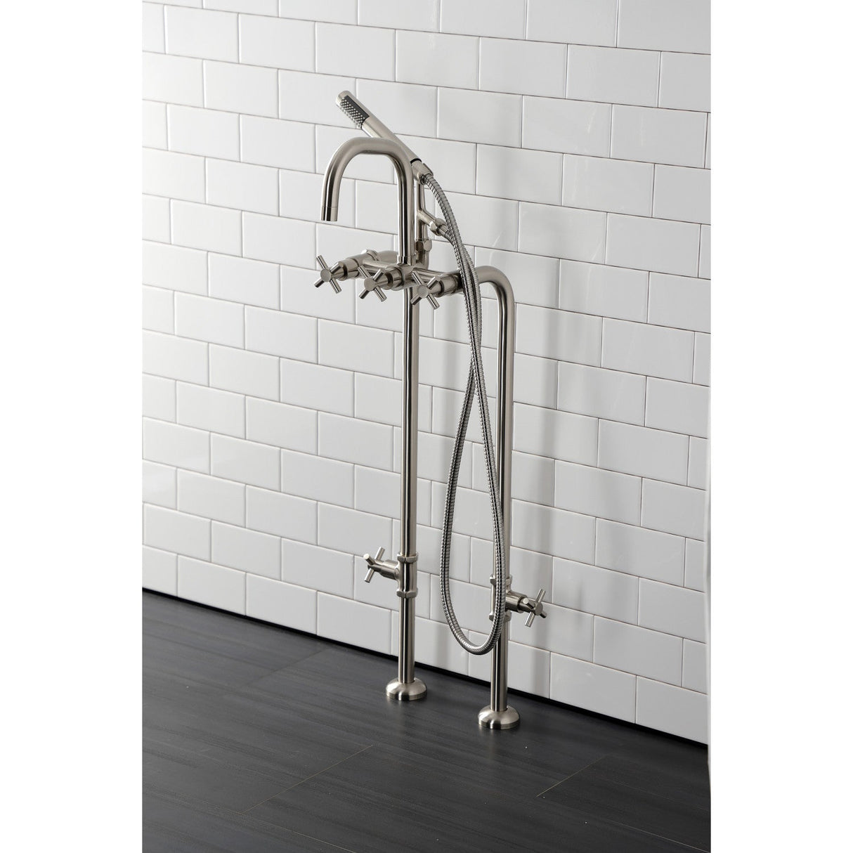 Concord CCK8408DX Freestanding Tub Faucet with Supply Line and Stop Valve, Brushed Nickel