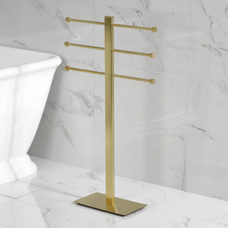 Edenscape CCS6027 Freestanding Triple Towel Rack, Brushed Brass