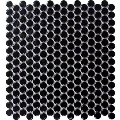 Roca Tile Usa Inc United States Ceramic Tile Cc Mosaics Ii Bright Black Penny Round Porcelain Mosaics. Ufcc111-12Mt 1 Sheet = 1 Sq. Ft.