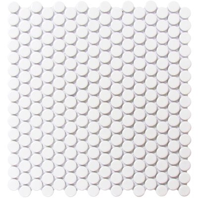Roca Tile Usa Inc United States Ceramic Tile Cc Mosaics Ii Bright White Penny Round Porcelain Mosaics. Ufcc109-12Mt 1 Sheet = 1 Sq. Ft.