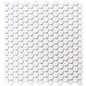 Roca Tile Usa Inc United States Ceramic Tile Cc Mosaics Ii Bright White Penny Round Porcelain Mosaics. Ufcc109-12Mt 1 Sheet = 1 Sq. Ft.