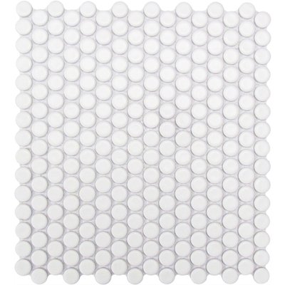 Roca Tile Usa Inc United States Ceramic Tile Cc Mosaics Ii Matte White Penny Round Porcelain Mosaics. Ufcc108-12Mt 1 Sheet = 1 Sq. Ft.