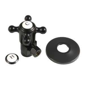 CD43300BXK 1/2-Inch FIP x 3/8-Inch OD Comp Anti-Seize Deluxe Quarter-Turn Ceramic Hardisc Cartridge Angle Stop with Flange, Matte Black