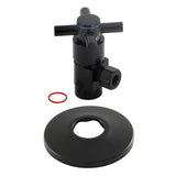 CD43300DXK 1/2-Inch FIP x 3/8-Inch OD Comp Anti-Seize Deluxe Quarter-Turn Ceramic Hardisc Cartridge Angle Stop with Flange, Matte Black