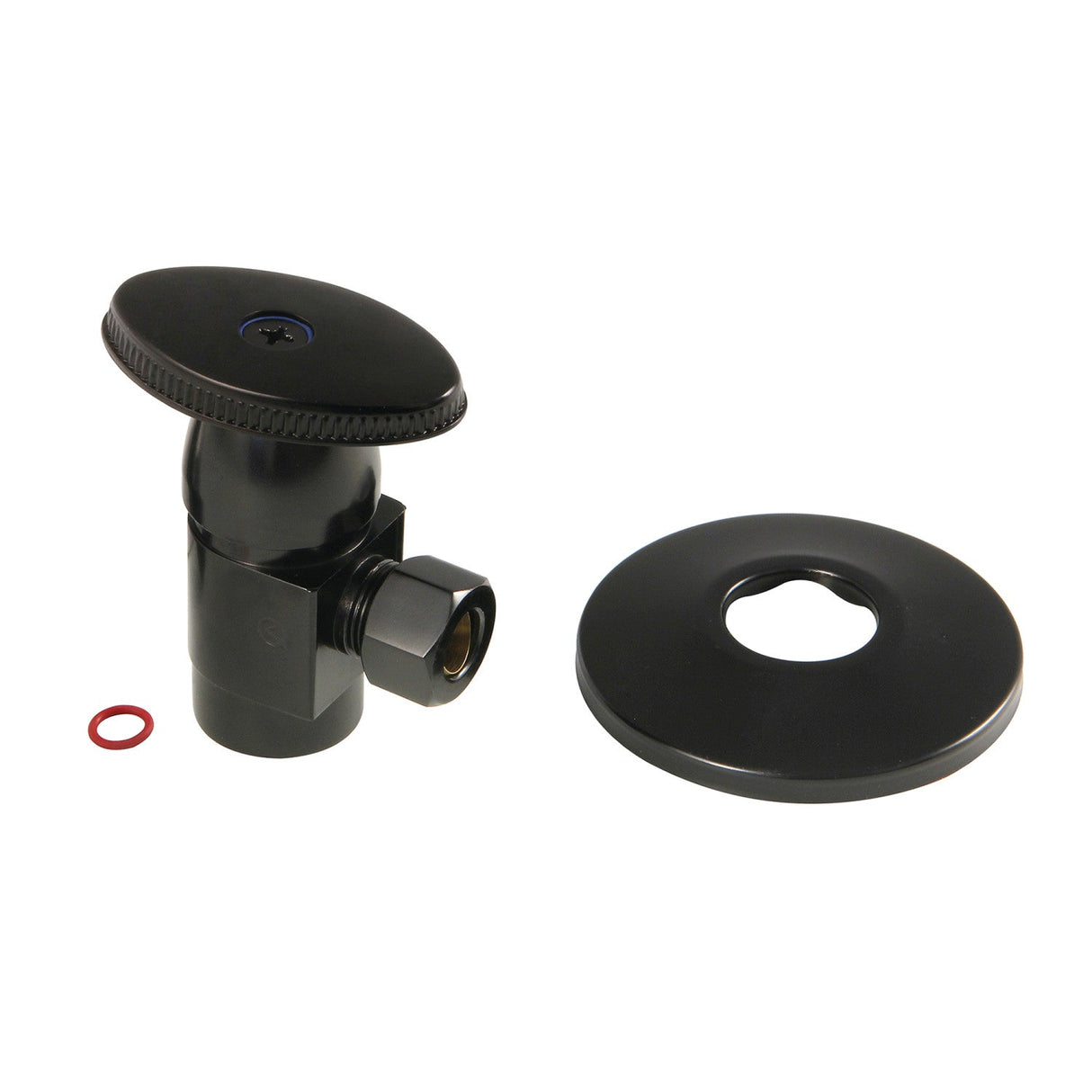 CD43300VAK 1/2-Inch FIP x 3/8-Inch OD Comp Anti-Seize Deluxe Quarter-Turn Ceramic Hardisc Cartridge Angle Stop with Flange, Matte Black