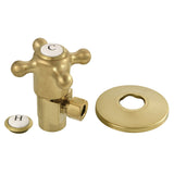 CD43307BXK 1/2-Inch FIP x 3/8-Inch OD Comp Anti-Seize Deluxe Quarter-Turn Ceramic Hardisc Cartridge Angle Stop with Flange, Brushed Brass