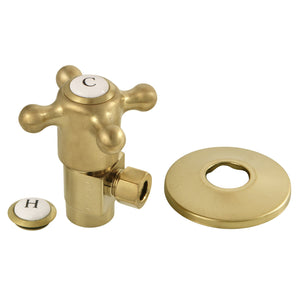 CD43307BXK 1/2-Inch FIP x 3/8-Inch OD Comp Anti-Seize Deluxe Quarter-Turn Ceramic Hardisc Cartridge Angle Stop with Flange, Brushed Brass