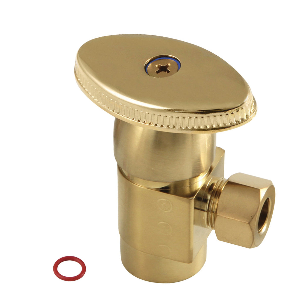 Americana CD43307VA 1/2-Inch FIP x 3/8-Inch OD Comp Anti-Seize Deluxe Quarter-Turn Ceramic Hardisc Cartridge Angle Stop, Brushed Brass