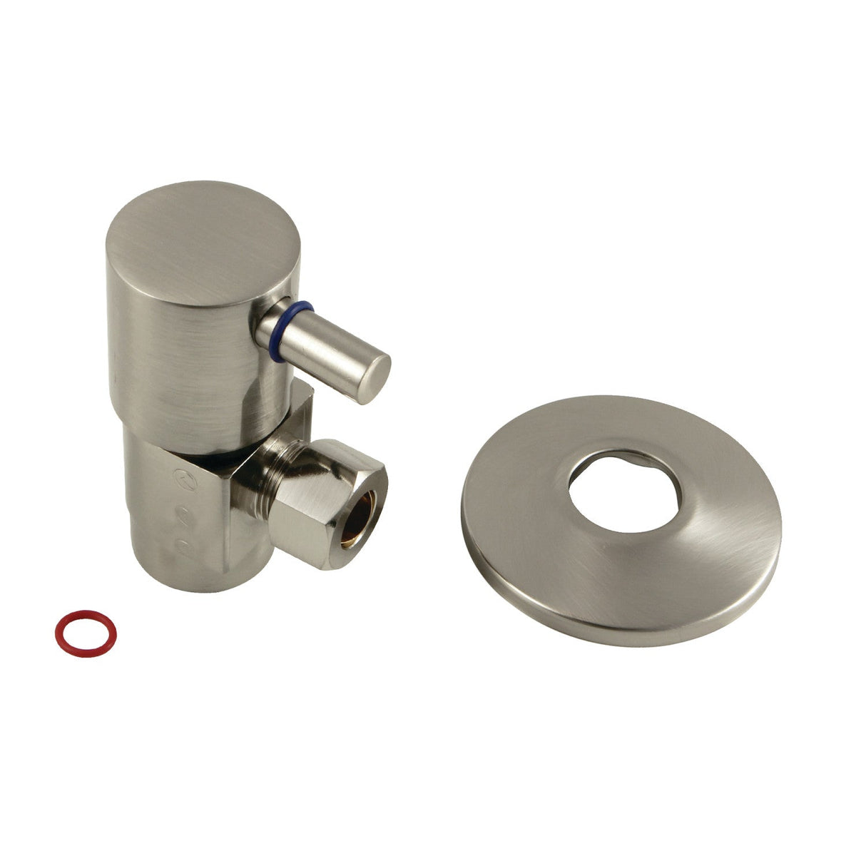 CD43308DLK 1/2-Inch FIP x 3/8-Inch OD Comp Anti-Seize Deluxe Quarter-Turn Ceramic Hardisc Cartridge Angle Stop with Flange, Brushed Nickel