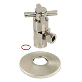 CD43308DXK 1/2-Inch FIP x 3/8-Inch OD Comp Anti-Seize Deluxe Quarter-Turn Ceramic Hardisc Cartridge Angle Stop with Flange, Brushed Nickel