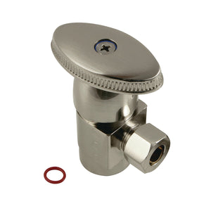 Americana CD43308VA 1/2-Inch FIP x 3/8-Inch OD Comp Anti-Seize Deluxe Quarter-Turn Ceramic Hardisc Cartridge Angle Stop, Brushed Nickel