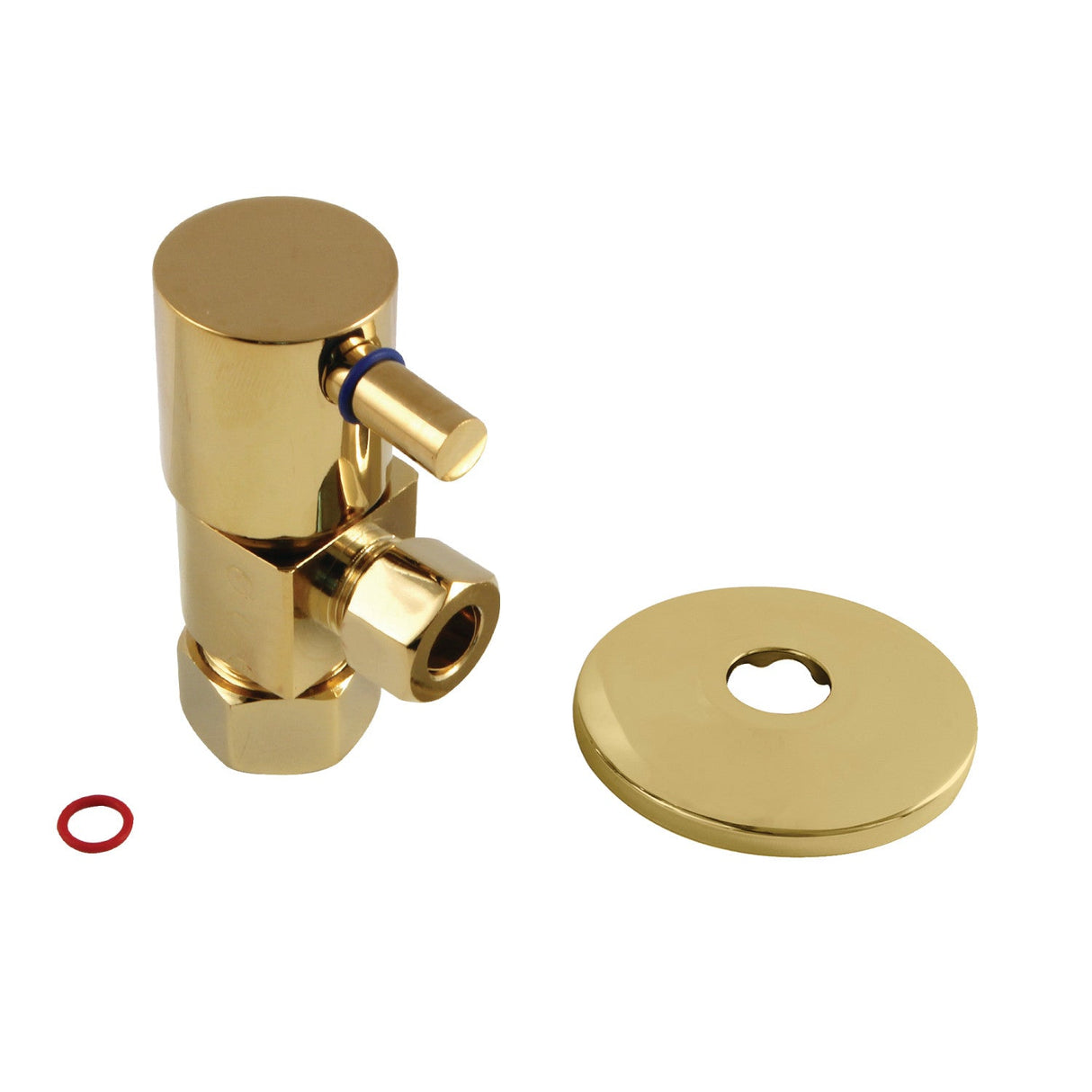 CD53302DLK 5/8-Inch OD Comp x 3/8-Inch OD Comp Anti-Seize Deluxe Quarter-Turn Ceramic Hardisc Cartridge Angle Stop with Flange, Polished Brass