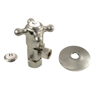 CD53308BXK 5/8-Inch OD Comp x 3/8-Inch OD Comp Anti-Seize Deluxe Quarter-Turn Ceramic Hardisc Cartridge Angle Stop with Flange, Brushed Nickel