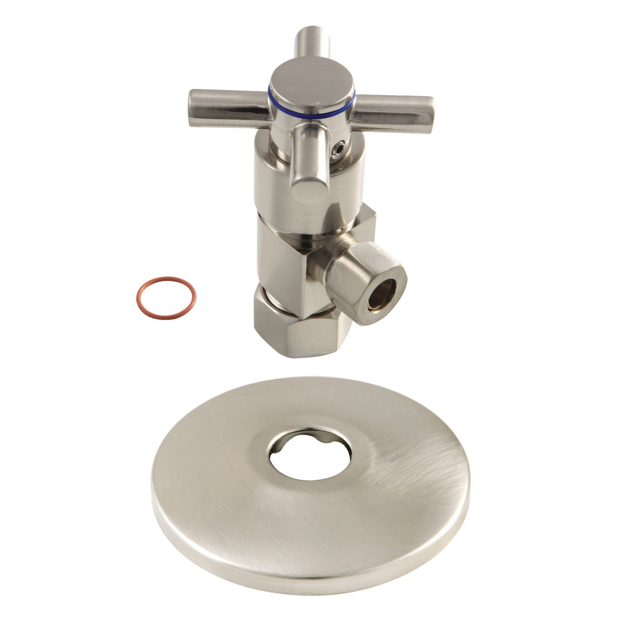 CD53308DXK 5/8-Inch OD Comp x 3/8-Inch OD Comp Anti-Seize Deluxe Quarter-Turn Ceramic Hardisc Cartridge Angle Stop with Flange, Brushed Nickel