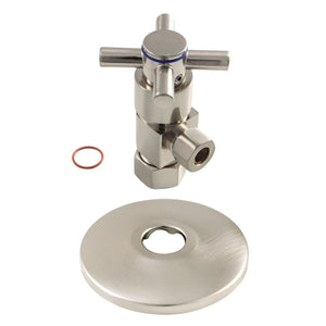 CD53308DXK 5/8-Inch OD Comp x 3/8-Inch OD Comp Anti-Seize Deluxe Quarter-Turn Ceramic Hardisc Cartridge Angle Stop with Flange, Brushed Nickel