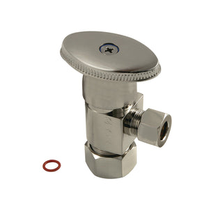 Americana CD53308VA 5/8-Inch OD Comp x 3/8-Inch OD Comp Anti-Seize Deluxe Quarter-Turn Ceramic Hardisc Cartridge Angle Stop, Brushed Nickel