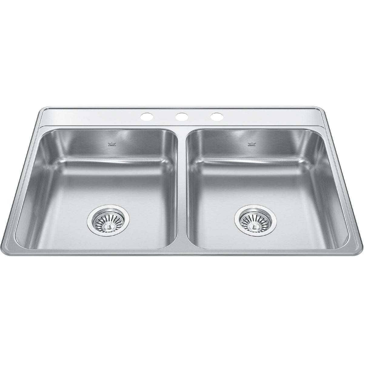 KINDRED CDLA3322-6-3N Creemore 33-in LR x 22-in FB x 6-in DP Drop In Double Bowl 3-Hole Stainless Steel Sink In Commercial Satin Finish