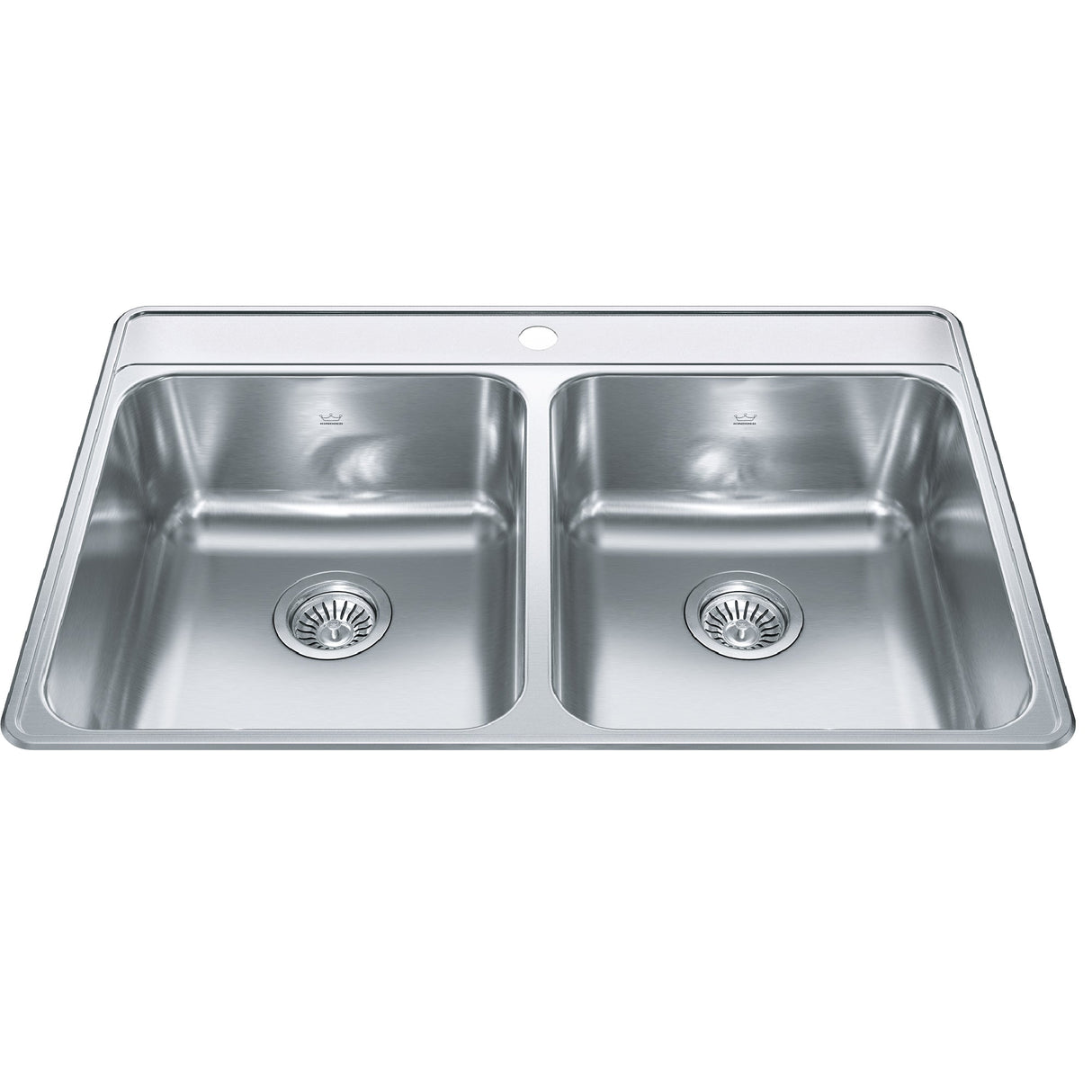 KINDRED CDLA3322-8-1CBN Creemore 33-in LR x 22-in FB x 8-in DP Drop In Double Bowl 1-Hole Stainless Steel Kitchen Sink In Commercial Satin Finish