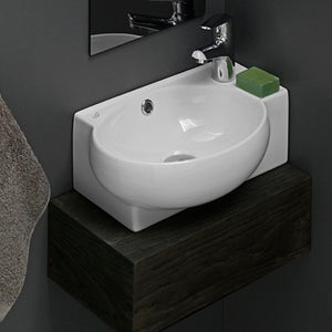 Small Corner Ceramic Wall Mounted or Vessel Sink