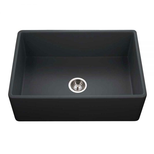 Hamat - CHE-3020SA-MB - Apron-Front Fireclay Single Bowl Kitchen Sink, Matte Black