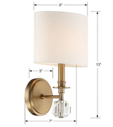 Chimes 1 Light Aged Brass Sconce CHI-211-AG