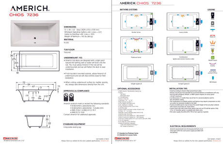 Americh CH7236TA5-BI Chios 7236 - Tub Only / Airbath 5 - Biscuit