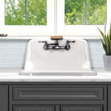 22-inch Cast Iron Wallmount Sink Set with Finished Exterior and Grid Drain