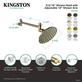 Victorian CK135K0 5-1/4 Inch Brass Shower Head with 10-Inch High-Low Shower Arm, Matte Black