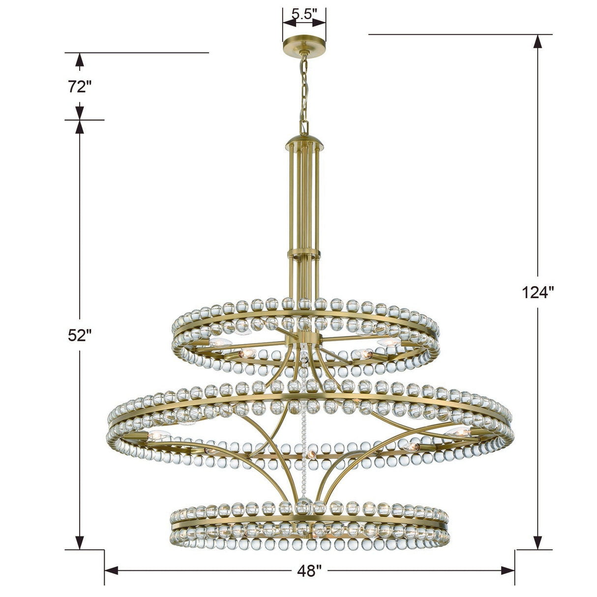 Clover 24 Light Aged Brass Chandelier CLO-8000-AG