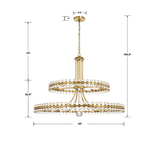 Clover 24 Light Aged Brass Two-tier Chandelier CLO-8890-AG