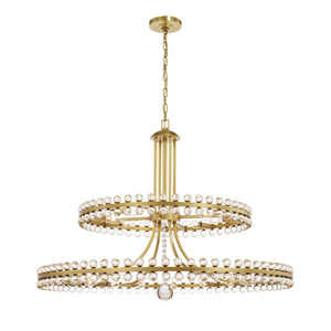 Clover 24 Light Aged Brass Two-tier Chandelier CLO-8890-AG