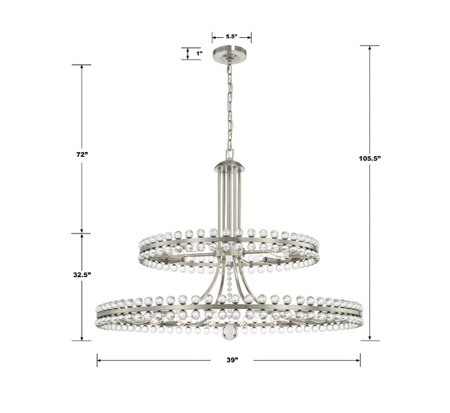 Clover 24 Light Aged Brass Two-tier Chandelier CLO-8890-AG