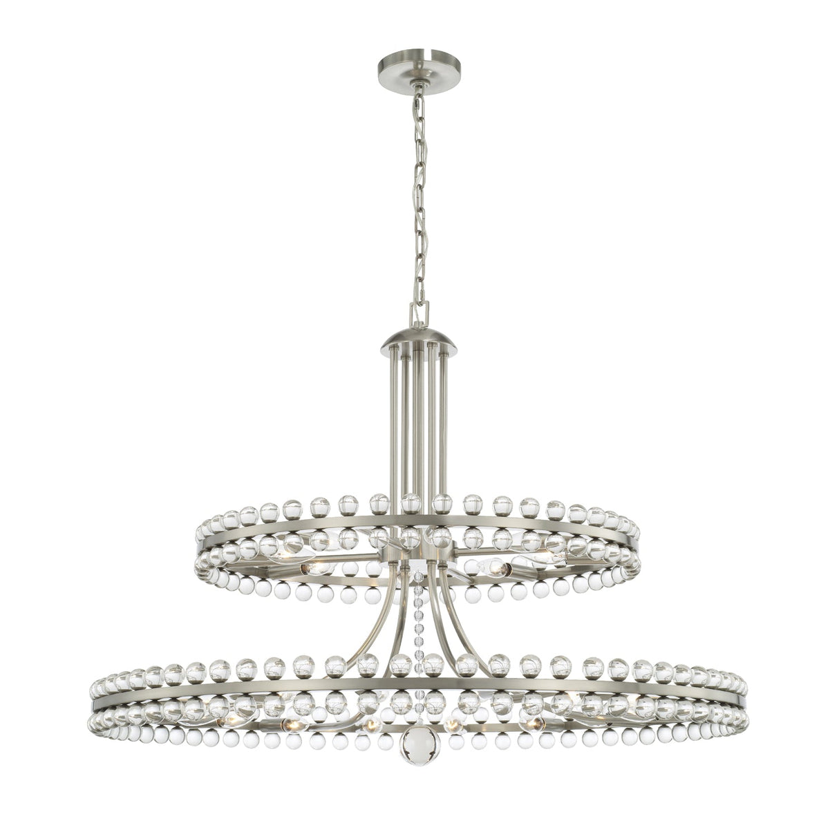 Clover 24 Light Brushed Nickel Two Tier Chandelier CLO-8890-BN